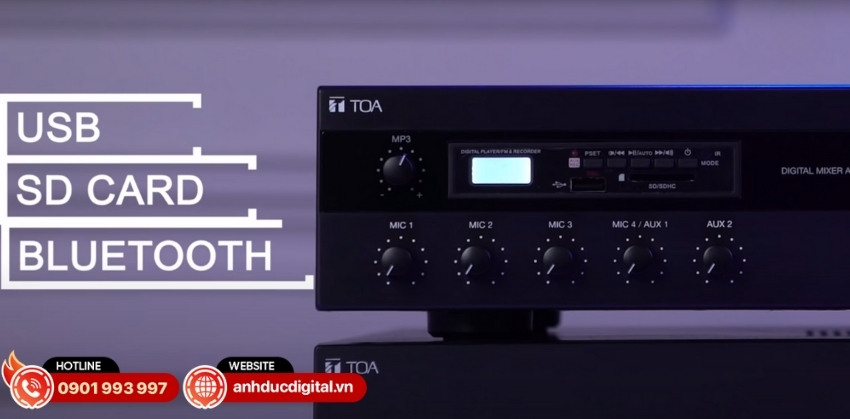 A-3224DM-AS còn hỗ trợ phát nhạc trực tiếp từ USB, thẻ SD
