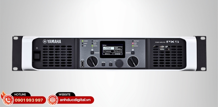 Yamaha PX5 có độ trễ tín hiệu thấp chỉ 1,5 ms, tỷ lệ S/N đạt 100 dB
