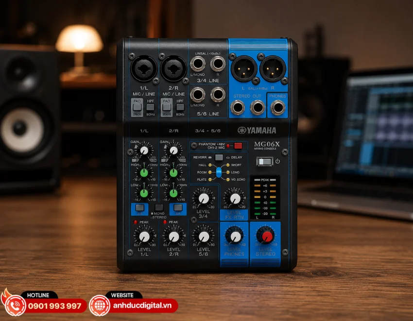 Mixer Yamaha MG06X l&agrave; b&agrave;n trộn &acirc;m thanh analog nhỏ gọn