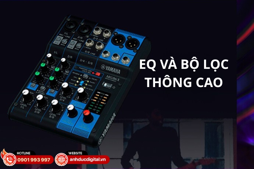 Mixer Yamaha MG06X được thiết kế EQ 2 băng tần