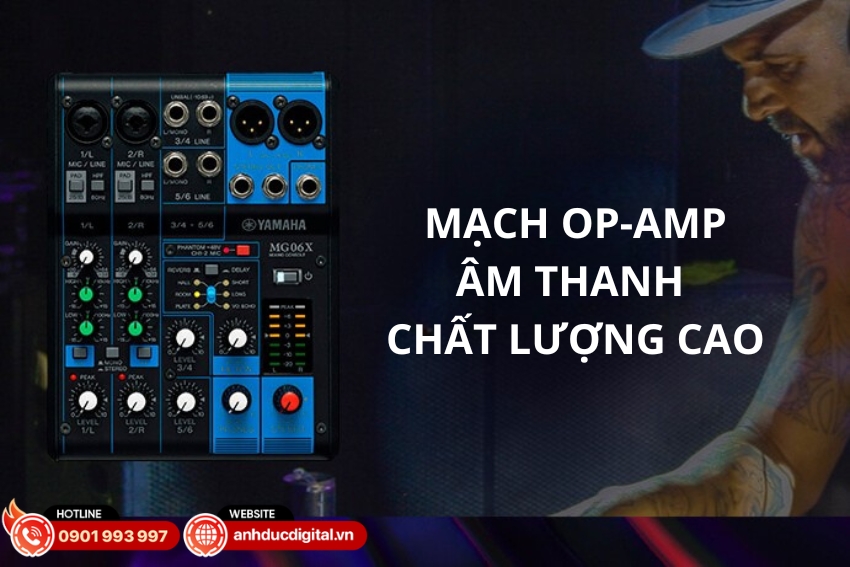 Mixer Yamaha MG06X được trang bị mạch op-amp MG01