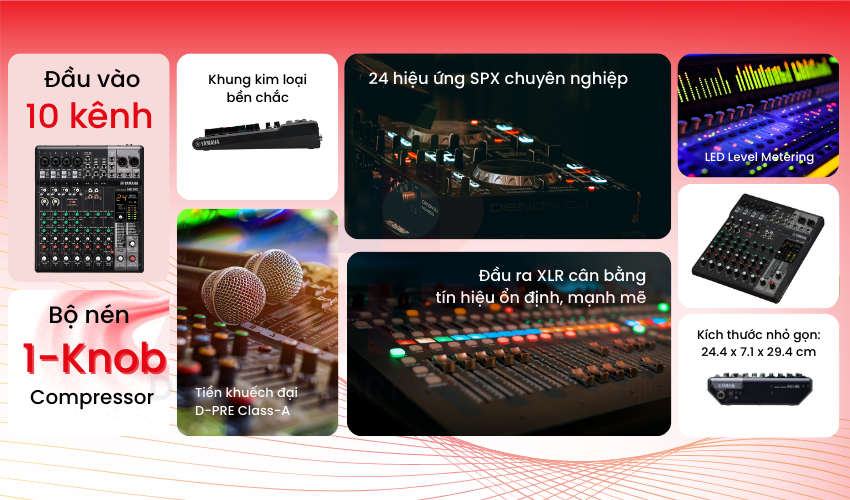 Mixer Yamaha MG10X CV chính hãng