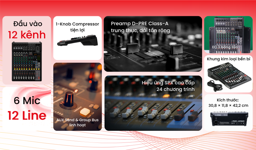 Mixer Yamaha MG12X CV chính hãng