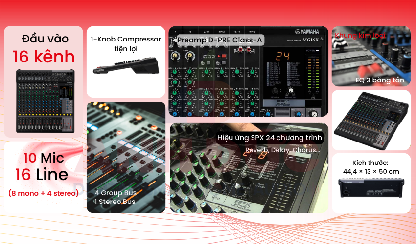 Mixer Yamaha MG16X CV chính hãng