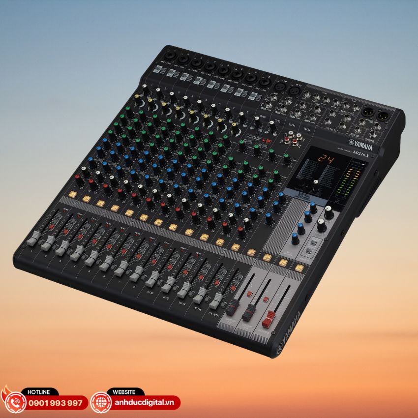 Mixer Yamaha MG16X CV hỗ trợ tối đa 10 micro và 16 line input