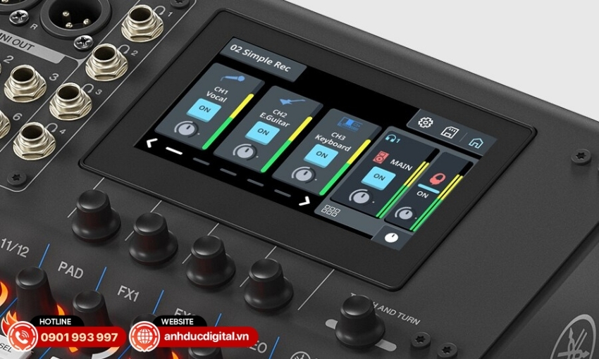 Mixer Yamaha MGX12 được trang bị hệ thống điều khiển tối ưu với cụm fader 60 mm