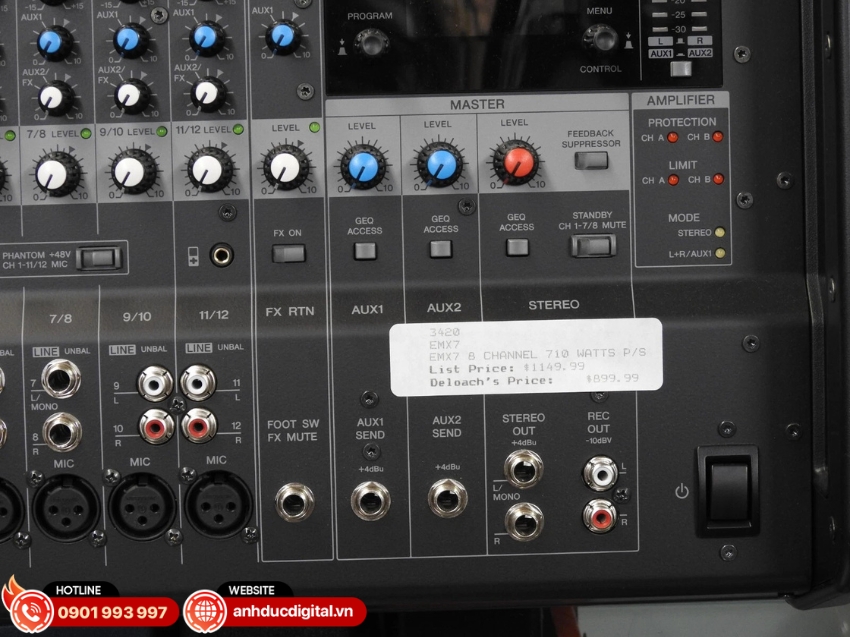 Mixer Yamaha EMX7 được trang bị đầu vào Hi-Z