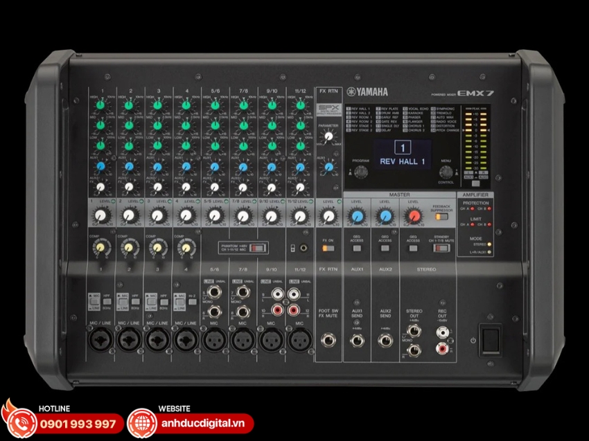 Yamaha EMX7 được trang bị bộ xử lý loa tích hợp