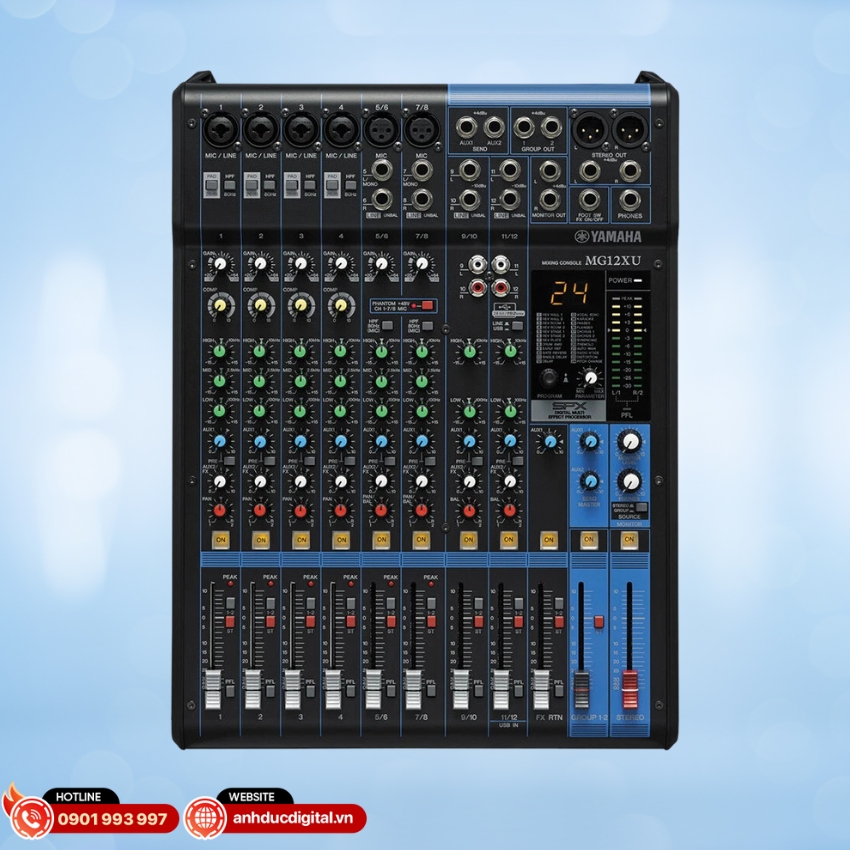 Thiết kế mixer Yamaha MG12XU gọn nhẹ
