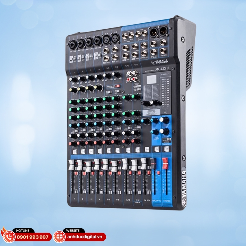 Mixer Yamaha MG12XU được trang bị hệ thống 12 kênh đầu