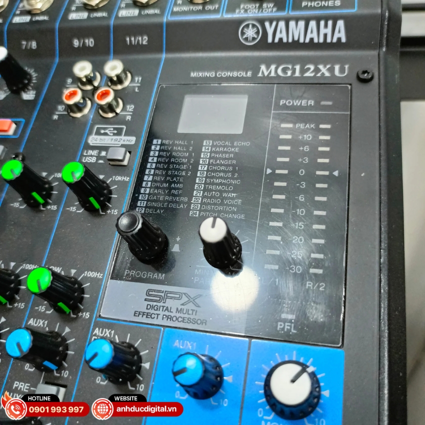 Mixer Yamaha MG12XU được tích hợp bộ xử lý hiệu ứng kỹ thuật số SPX