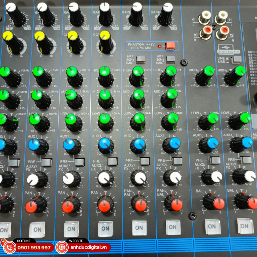 Mixer Yamaha MG12XU hỗ trợ nguồn phantom +48V