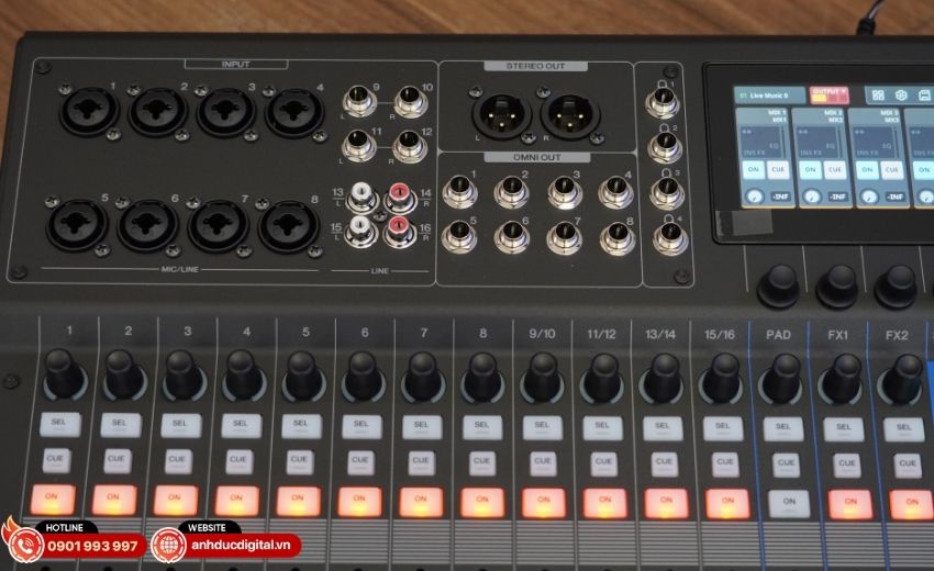 Hệ thống 16 đầu v&agrave;o analog v&agrave; 8 mic preamp của Yamaha MGX16
