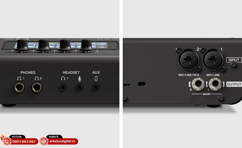 Cổng kết nối micro nhạc cụ tr&ecirc;n Yamaha URX22 audio interface