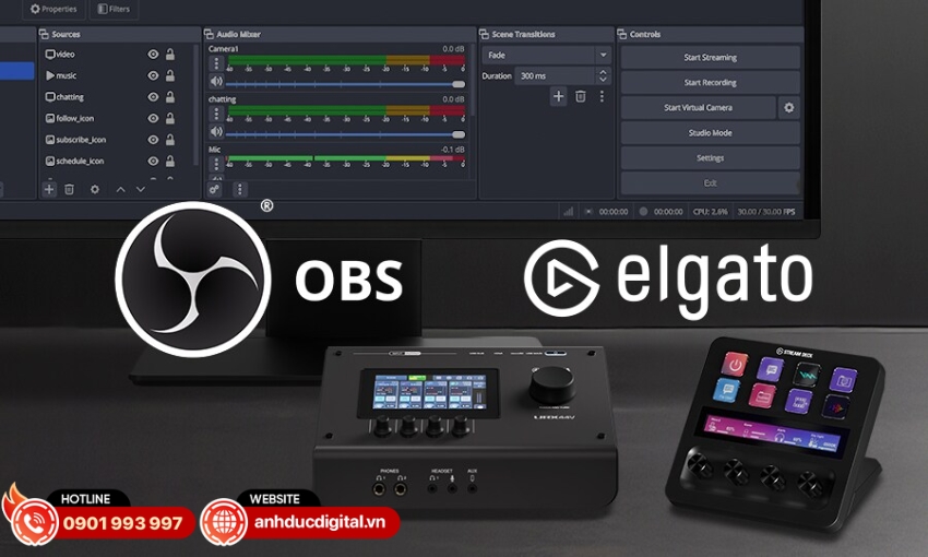 Yamaha URX44V tương th&iacute;ch mượt m&agrave; với OBS, Elgato Stream Deck v&agrave; c&aacute;c phần mềm điều khiển phổ biến