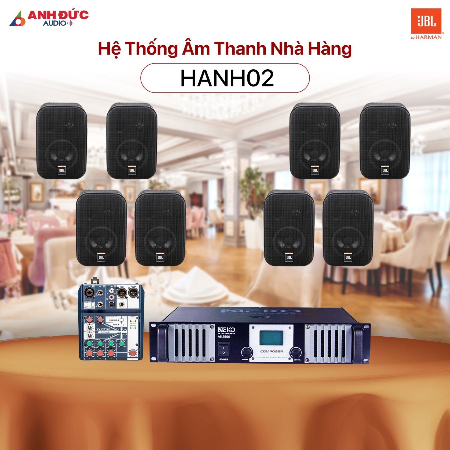 Hệ Thống Âm Thanh Nhà Hàng JBL HANH02 (Chính Hãng)