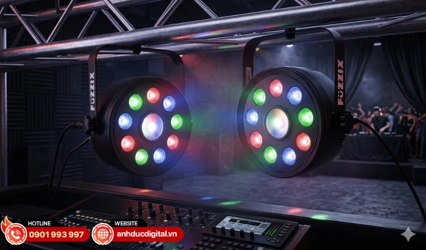 Fuzzix PLF15 hỗ trợ nhiều chế độ như Auto, DMX, Manual v&agrave; Sound Active