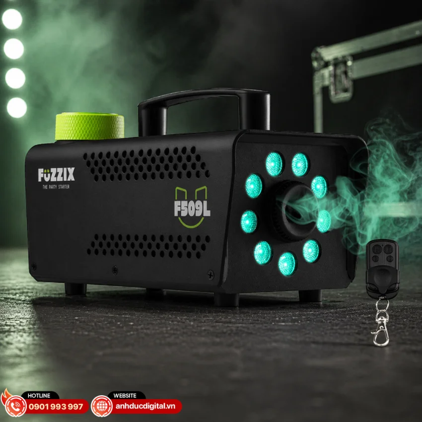 Fuzzix F509L&nbsp;Party Smoke Machine 9 LEDs RGB thiết kế với cơ chế kết hợp giữa kh&oacute;i v&agrave; &aacute;nh s&aacute;ng RGB