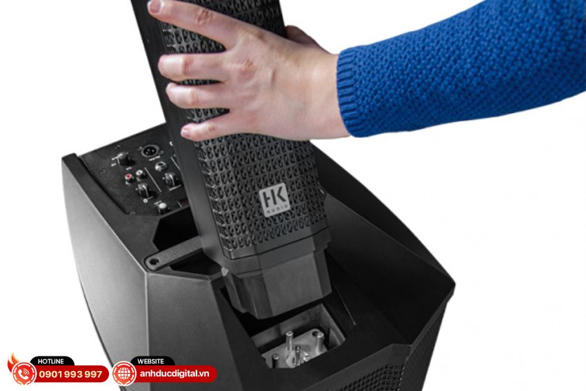 Gắn thanh loa nối với thùng loa hk audio polar 8