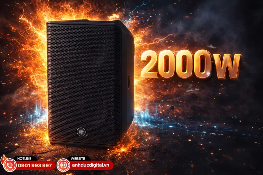Yamaha DXR10 mk3 c&oacute; c&ocirc;ng suất 1000W RMS v&agrave; đạt đỉnh l&ecirc;n đến 2000W