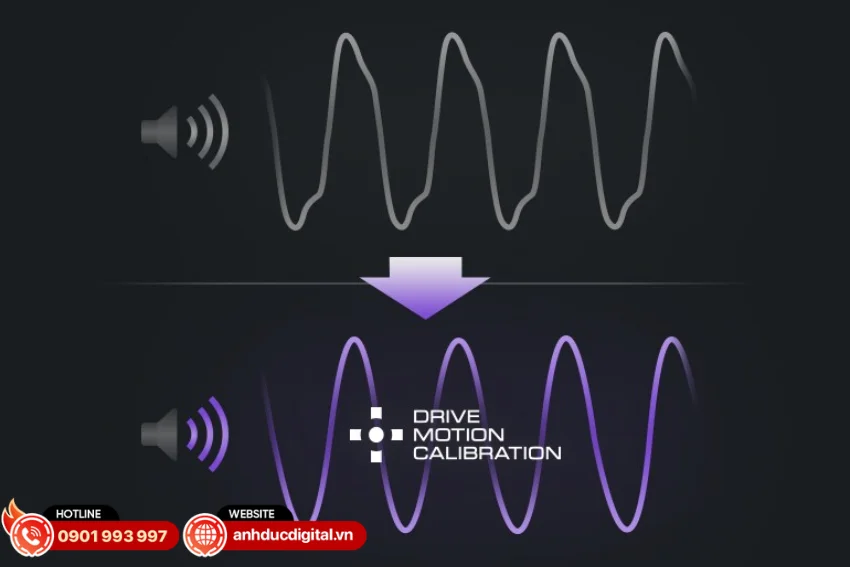 DXR12 mk3 t&iacute;ch hợp c&ocirc;ng nghệ Drive Motion Calibration&trade; hỗ trợ kiểm so&aacute;t chuyển động của củ bass