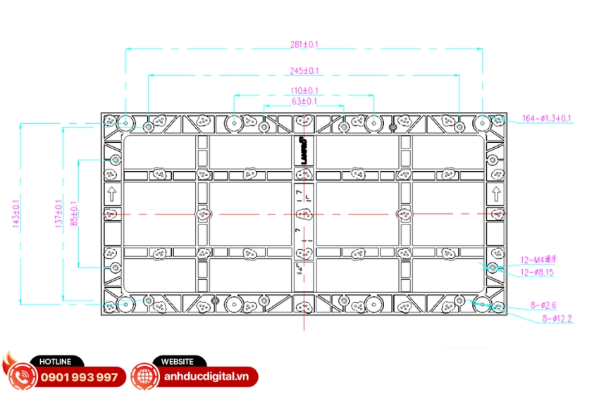 Module LED Lampro LC3.076P sử dụng chuẩn kết nối HUB75