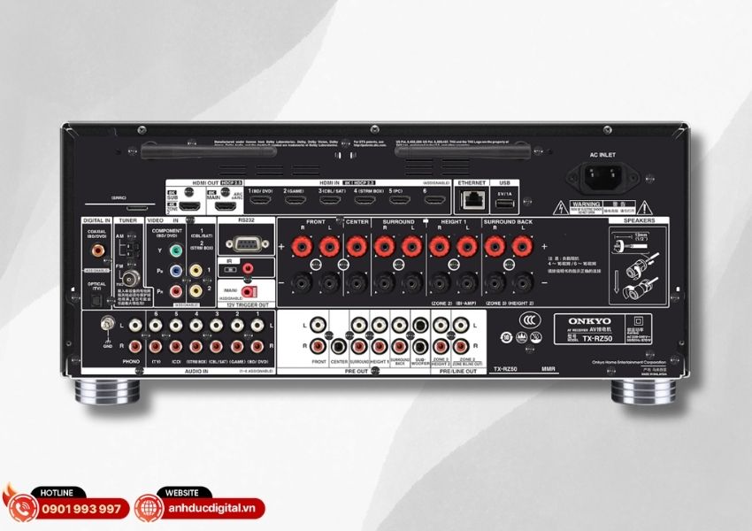 Hệ thống cổng HDMI 2.1 hỗ trợ video 8K tr&ecirc;n Onkyo TX-RZ50