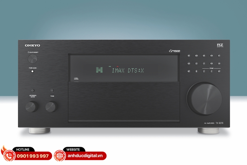 Onkyo TX-RZ70 sở hữu thiết kế mạnh mẽ với khung m&aacute;y kim loại chắc chắn