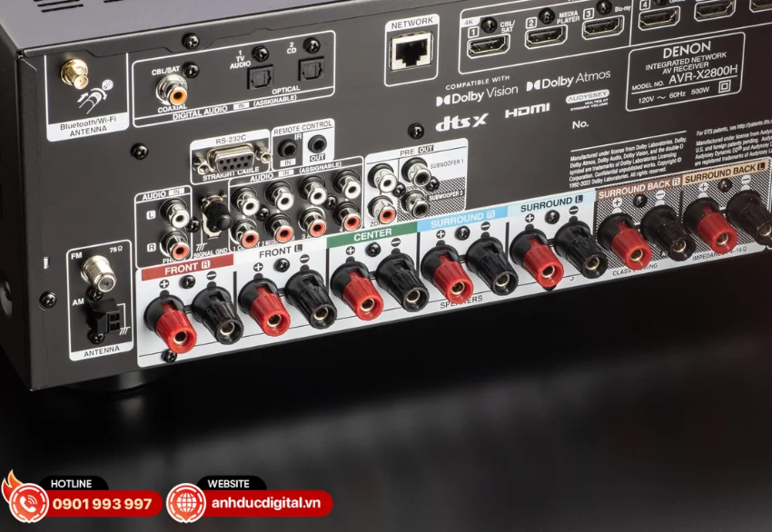 AVR-X2800H trang bị 2 ng&otilde; subwoofer ri&ecirc;ng biệt