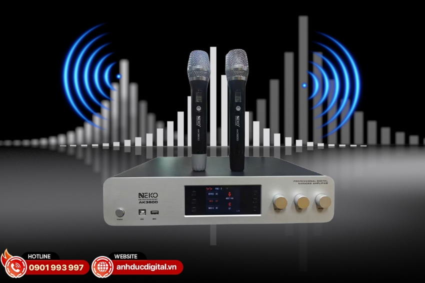 Amply NEKO AK3600 hỗ trợ đầy đủ các cổng kết nối