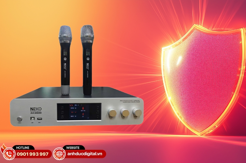 Công suất liền vang liền micro NEKO AK3600 được trang bị hàng loạt cơ chế bảo vệ thông minh