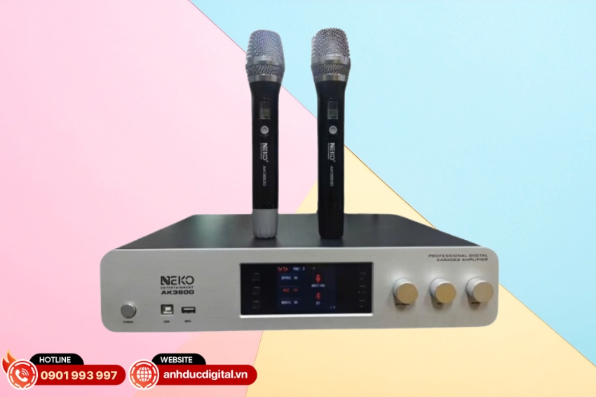 Amply Neko AK3600 được thiết kế để đáp ứng cả nhu cầu karaoke gia đình