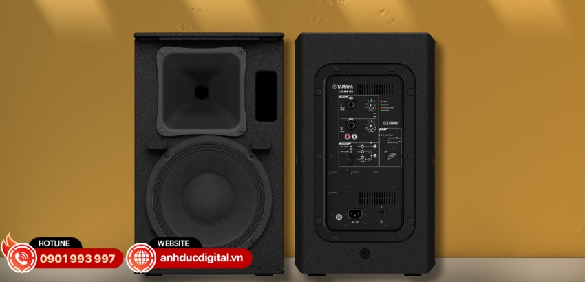 Loa Yamaha DHR10 l&agrave; loa active 2-way với thiết kế bass-reflex hiện đại