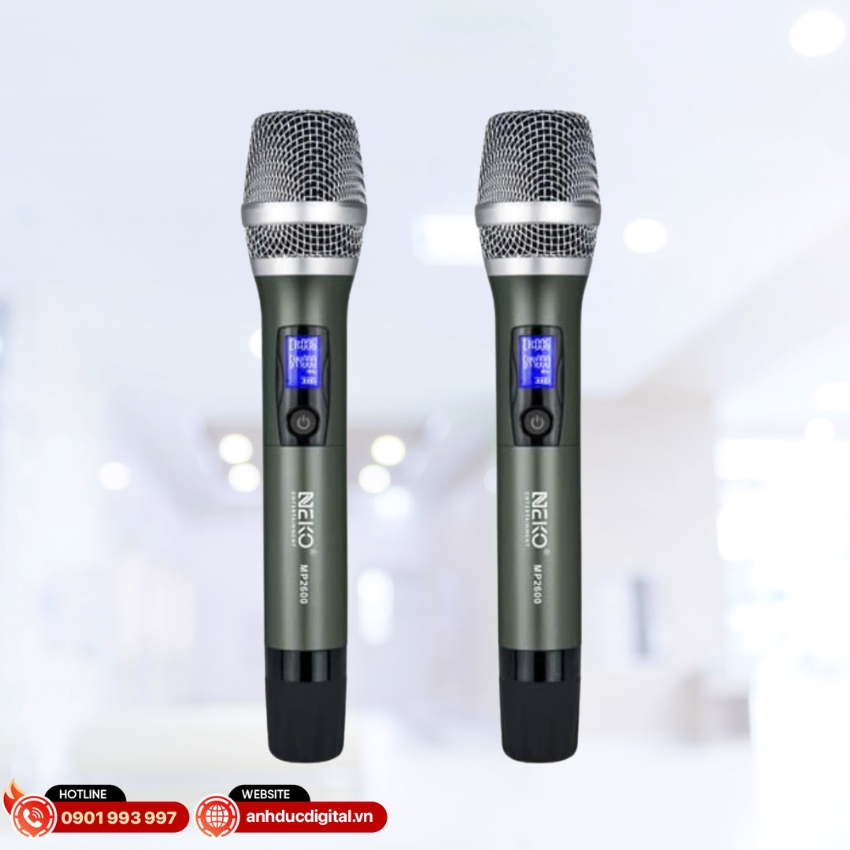 Micro Neko MP2600 là mẫu micro không dây được tối ưu cho nhu cầu hát karaoke gia đình