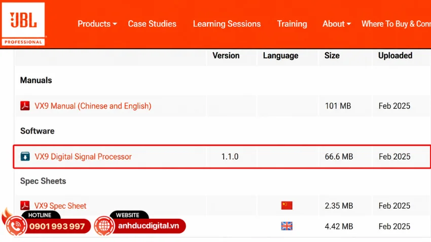 JBL VX9 được tích hợp phần mềm điều khiển trên máy tính với giao diện trực quan
