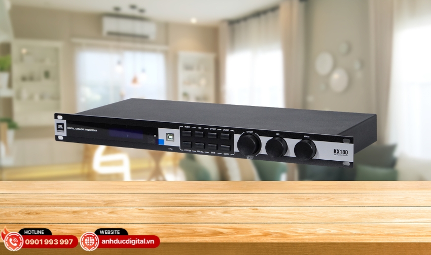 JBL KX180-A l&agrave; vang số mixer karaoke được thiết kế để tối ưu chất lượng thu v&agrave; xử l&yacute; giọng h&aacute;t