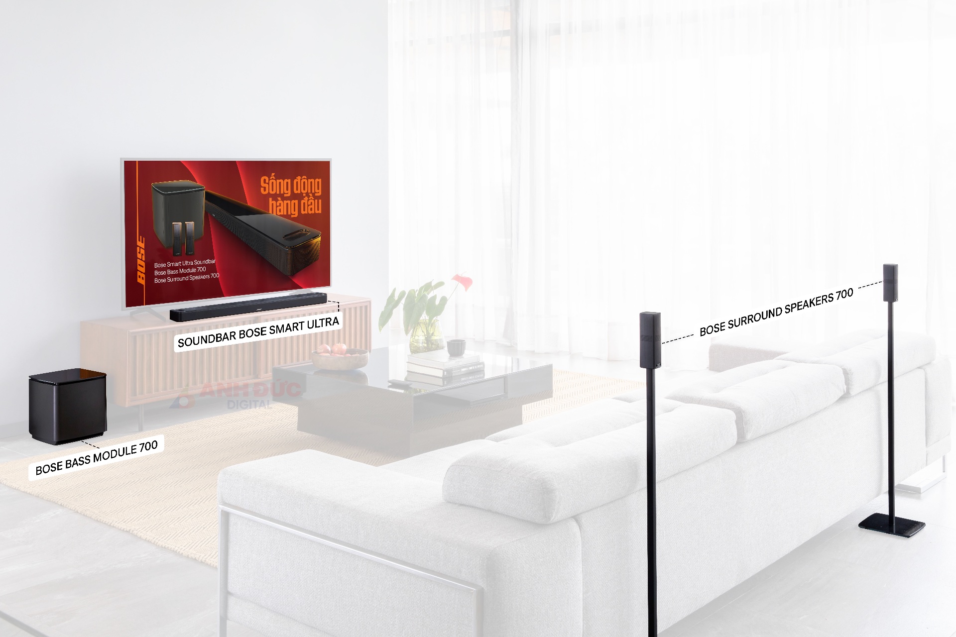 Soundbar Bose Smart Ultra + Bose Bass Module 700 + Bose Surround Speakers 700