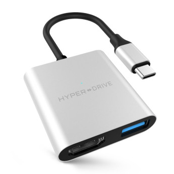 HyperDriver 4K HDMI 3-IN-1 USB-C Hub For Macbook, PC & Devices | Silver (Chính Hãng)