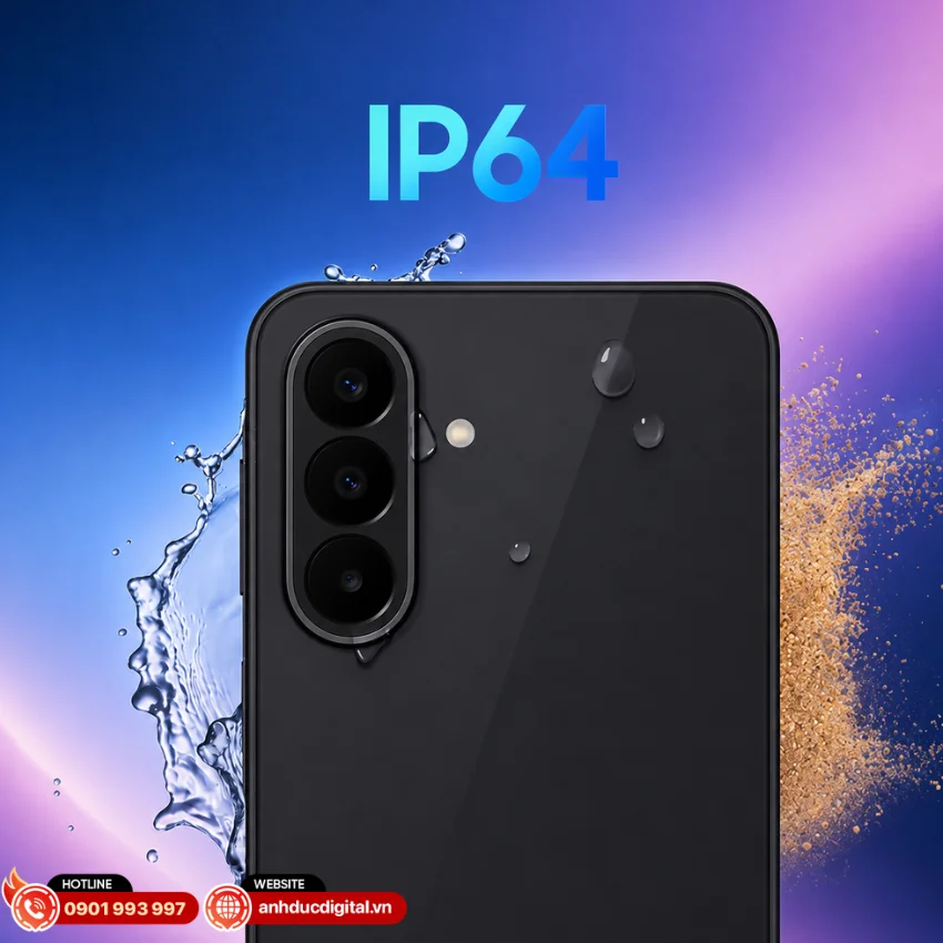Galaxy A27 5G đạt chuẩn kháng bụi, nước IP64 giúp bảo vệ máy trước bụi bẩn và tia nước nhẹ