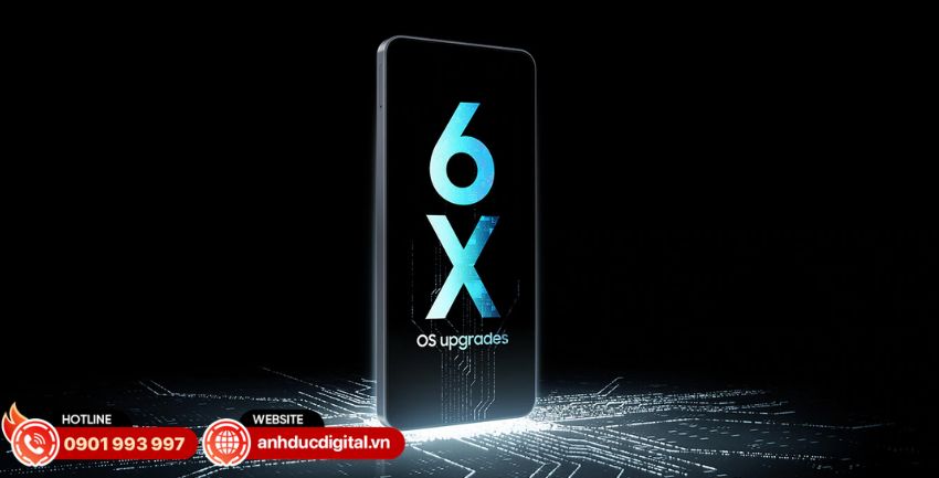 A07 5G được c&agrave;i đặt Android 16 c&ugrave;ng giao diện One UI 8. hỗ trợ 6 lần n&acirc;ng cấp hệ điều h&agrave;nh
