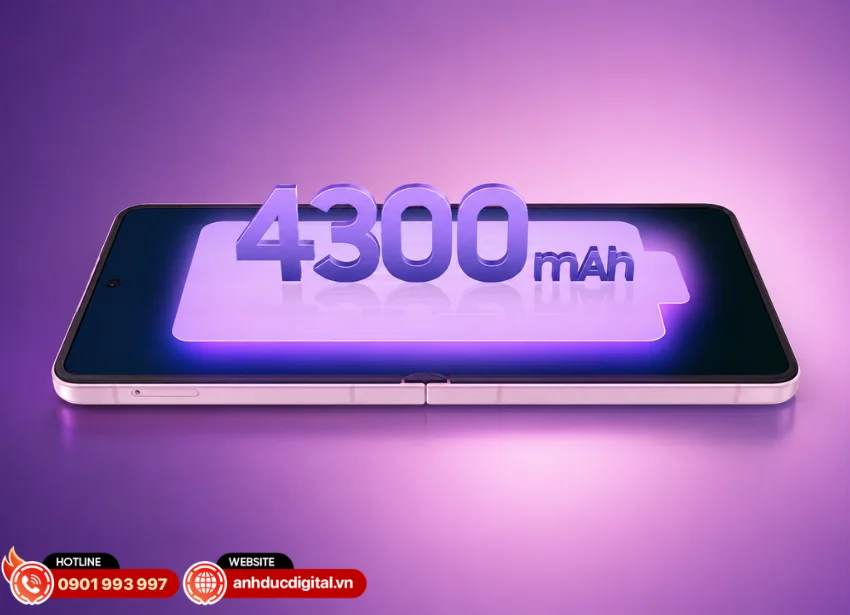 Galaxy Z Flip8 sở hữu vi&ecirc;n pin 4.300mAh, hỗ trợ ph&aacute;t video li&ecirc;n tục l&ecirc;n đến 31 giờ