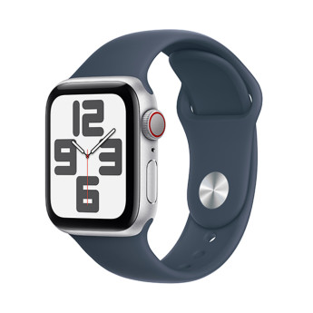 Apple Watch SE 2023 | 44mm/GPS + Cellular | Silver Aluminum Case/Storm Blue Sport Band | S/M (Chính Hãng)