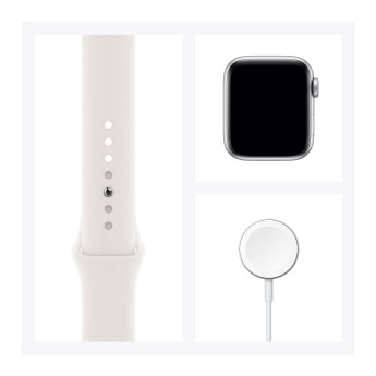 Apple Watch SE | 40mm/GPS + Cellular | Silver Aluminum Case/White Sport Band