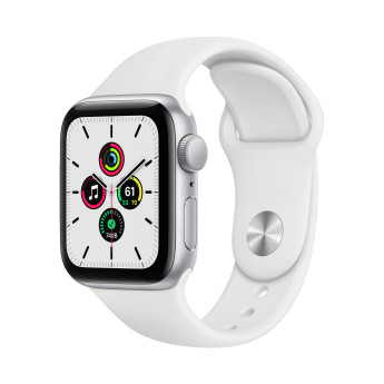 Apple Watch SE | 44mm/GPS + Cellular | Silver Aluminum Case/White Sport Band