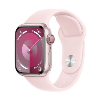 Apple Watch Series 9 | 41mm/GPS + Cellular | Pink Aluminum Case/ Light Pink Sport Band | M/L