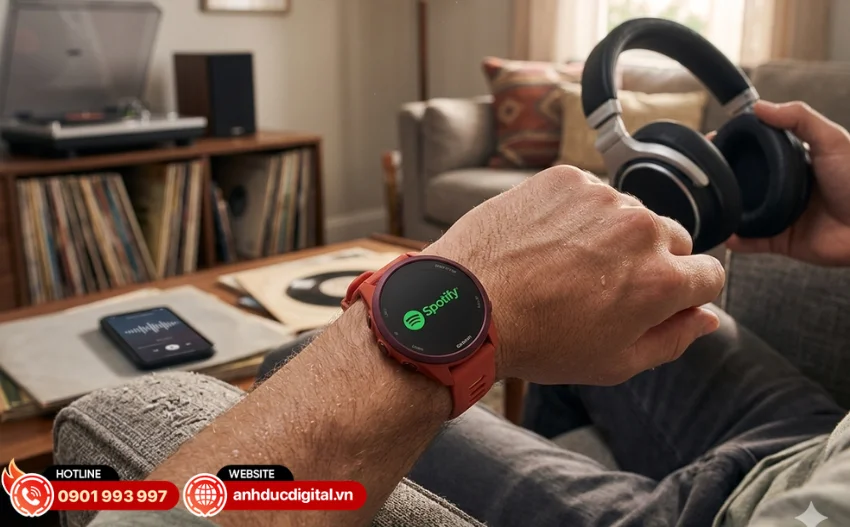 Garmin Forerunner 170 cho ph&eacute;p tải nhạc trực tiếp từ Spotify hoặc Deezer để nghe offline