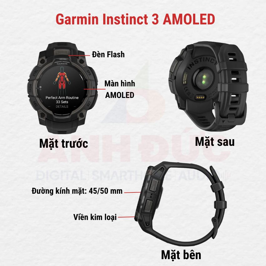 thiết kế tổng quan của Garmin instinct 3 AMOLED