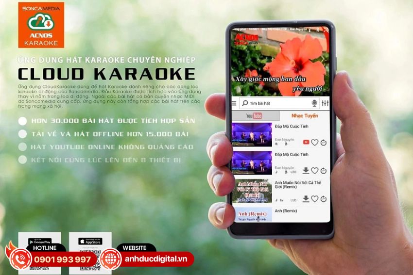 loa Acnos CS250PUW tương thích ứng dụng cloudkaraoke