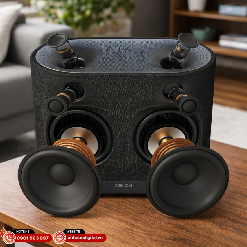 Denon Home 400 được trang bị hệ thống 6 loa gồm tweeter, woofer và driver toàn dải hướng lên