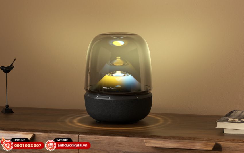 Hệ thống LED đa tầng phản chiếu ánh sáng trên loa